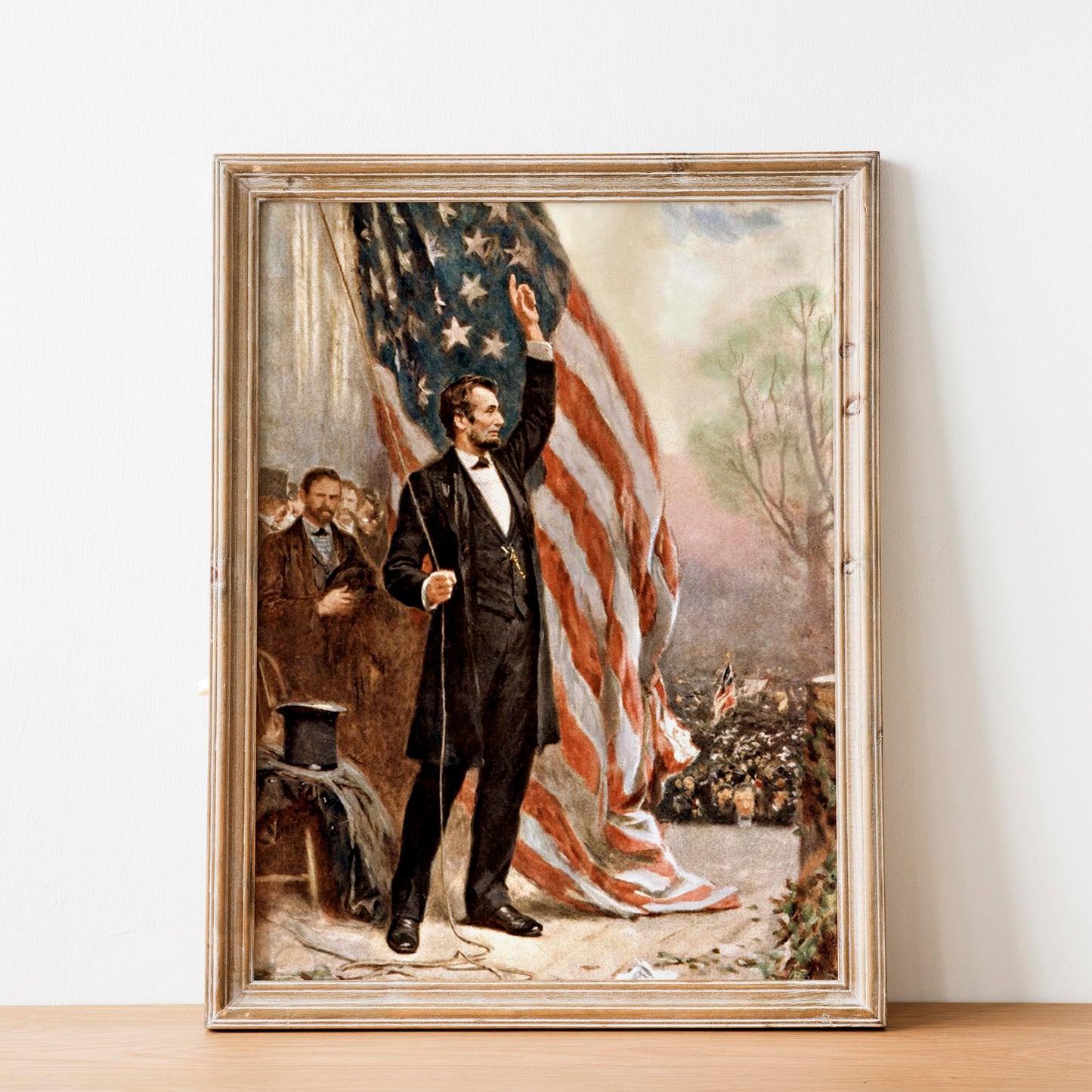 Abraham Lincoln Holding the American Flag