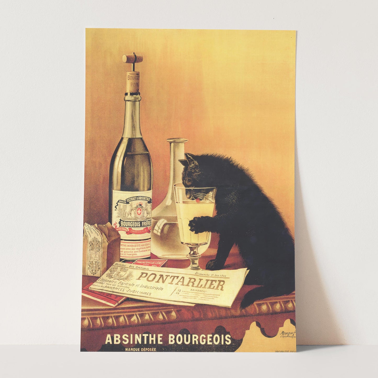 Absinthe Bourgeois 1902 - Cat Drinking Absinthe