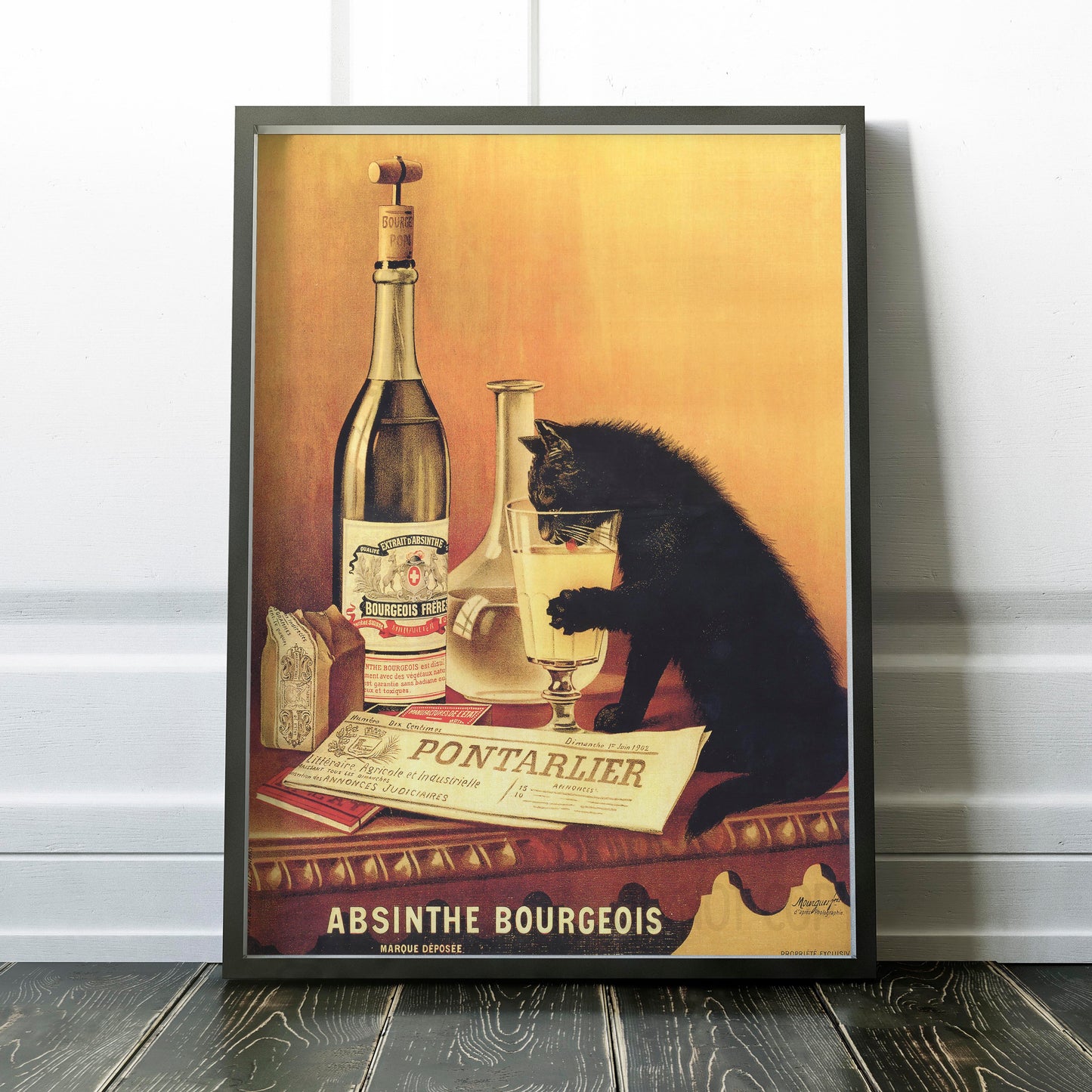 Absinthe Bourgeois 1902 - Cat Drinking Absinthe