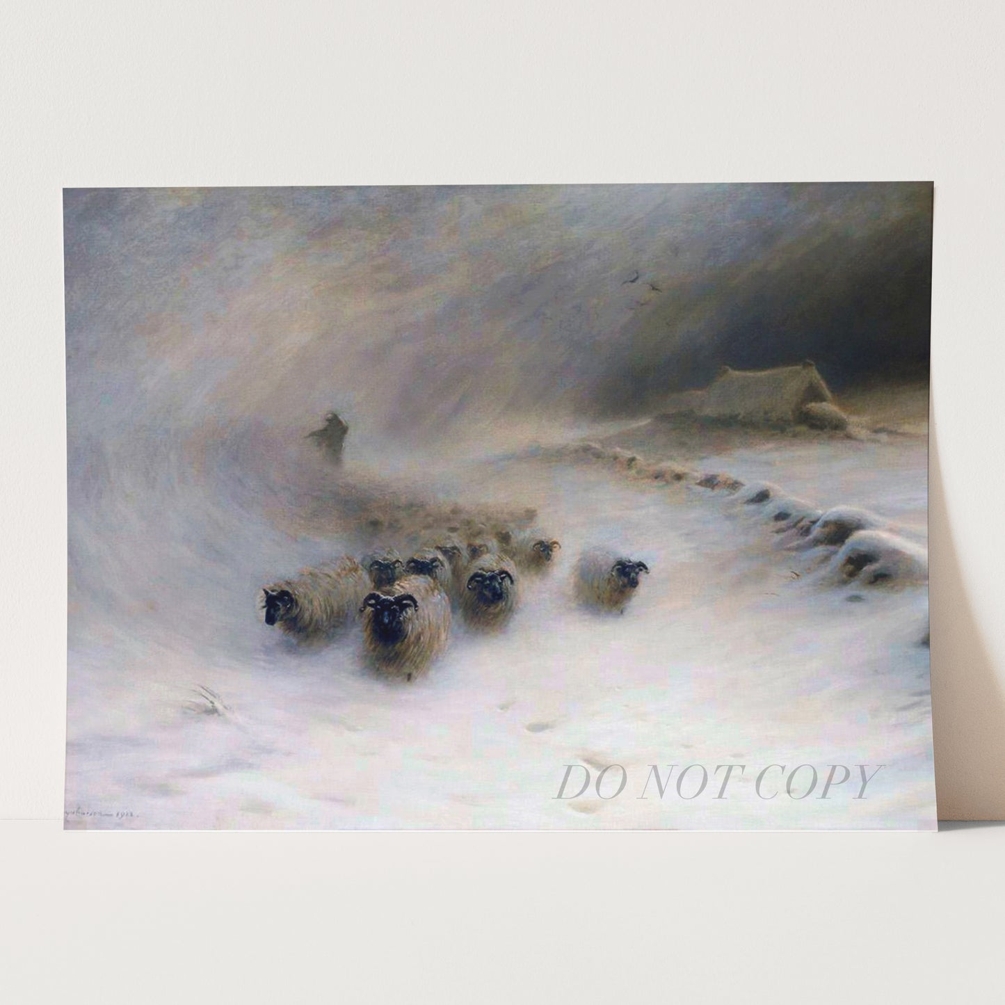 A Flock Of Sheep In A Snowstorm (1912) by Joseph Farquharson