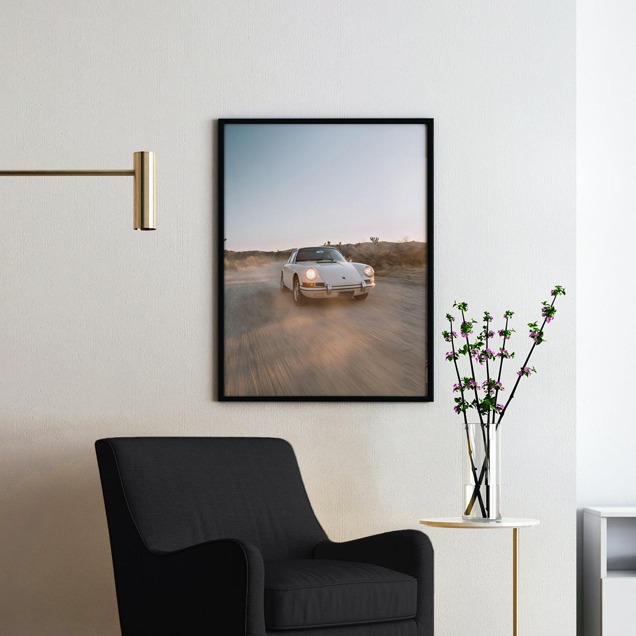 White Porsche 911 In Desert