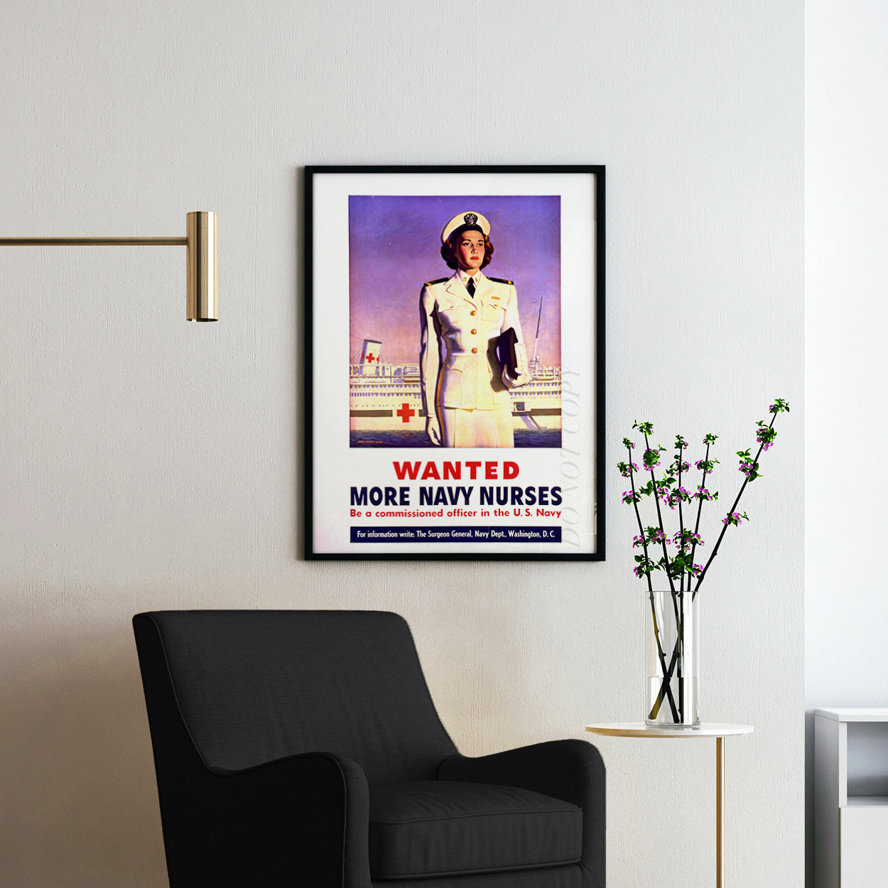 WW2 Vintage Women Recruiting Poster - Wanted More Navy Nurses