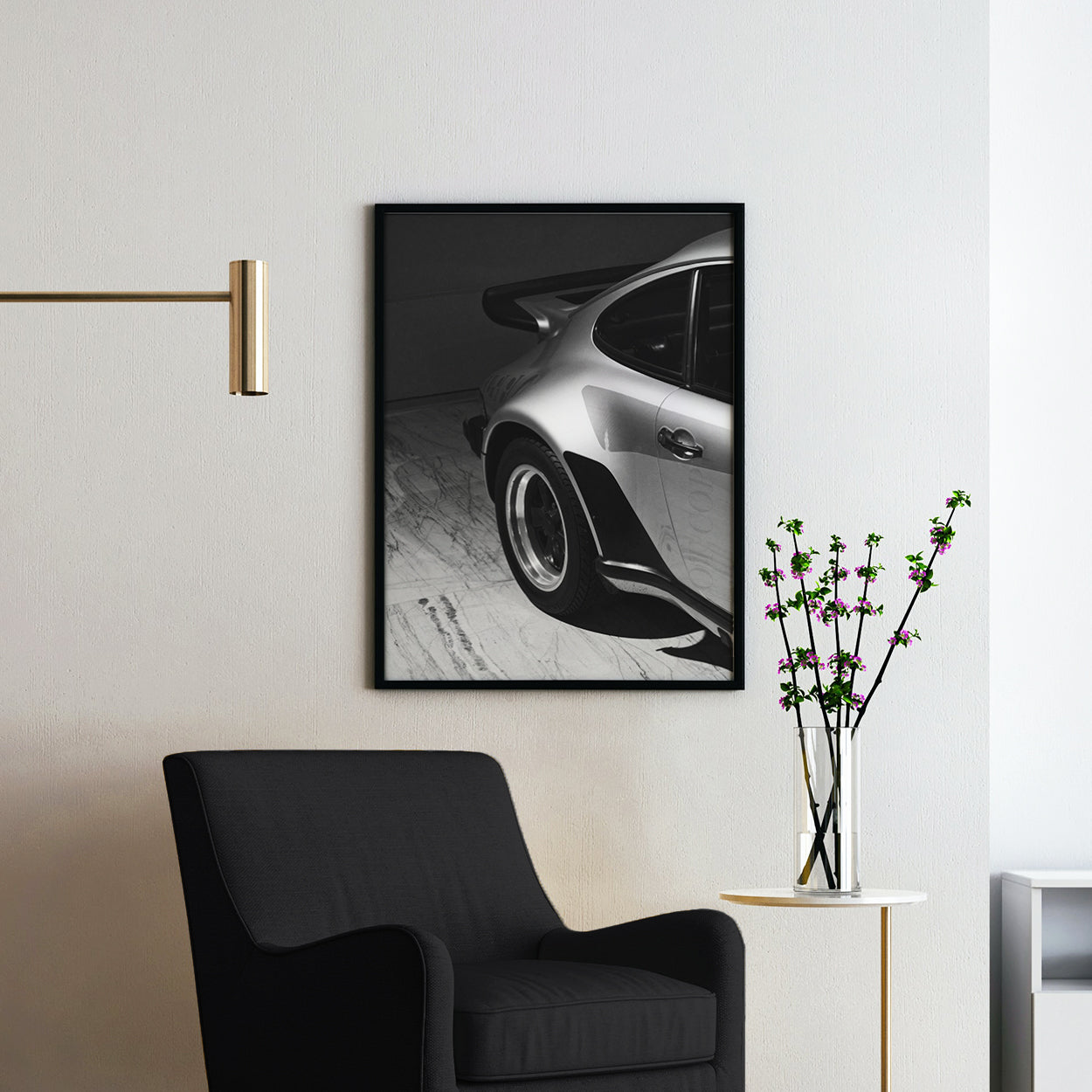 Vintage Porsche 911 Fender Black & White