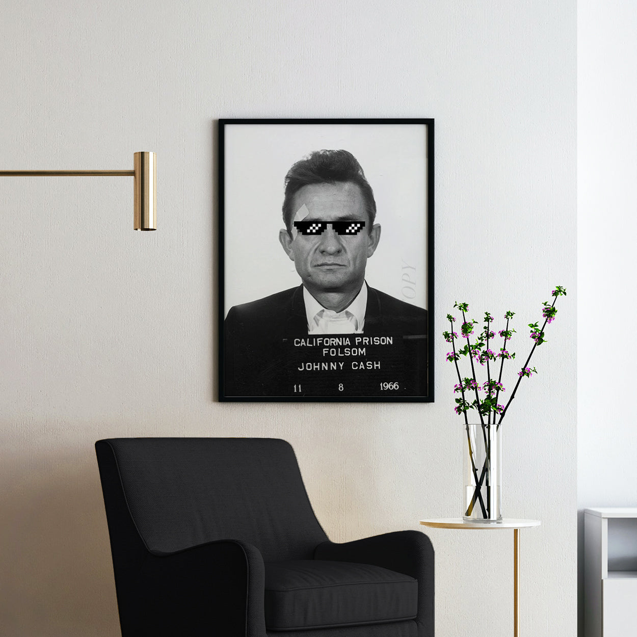 Johnny Cash Mugshot Thug Life Sunglasses