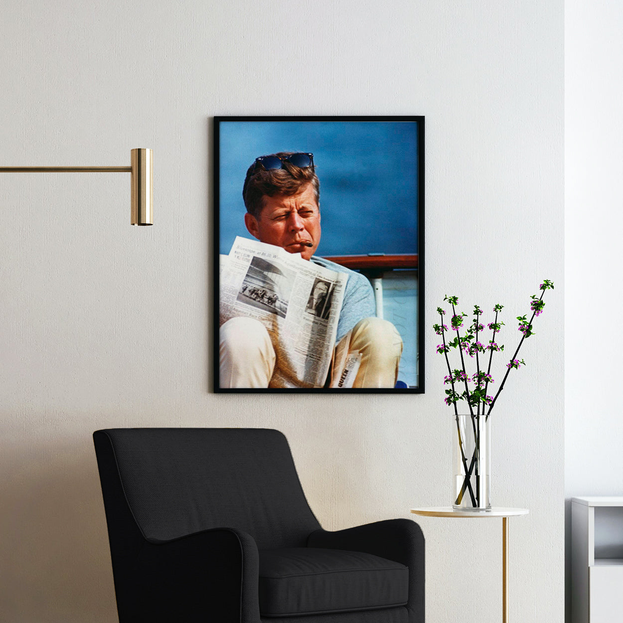 JFK Smoking A Cigar Reading The Newspaper