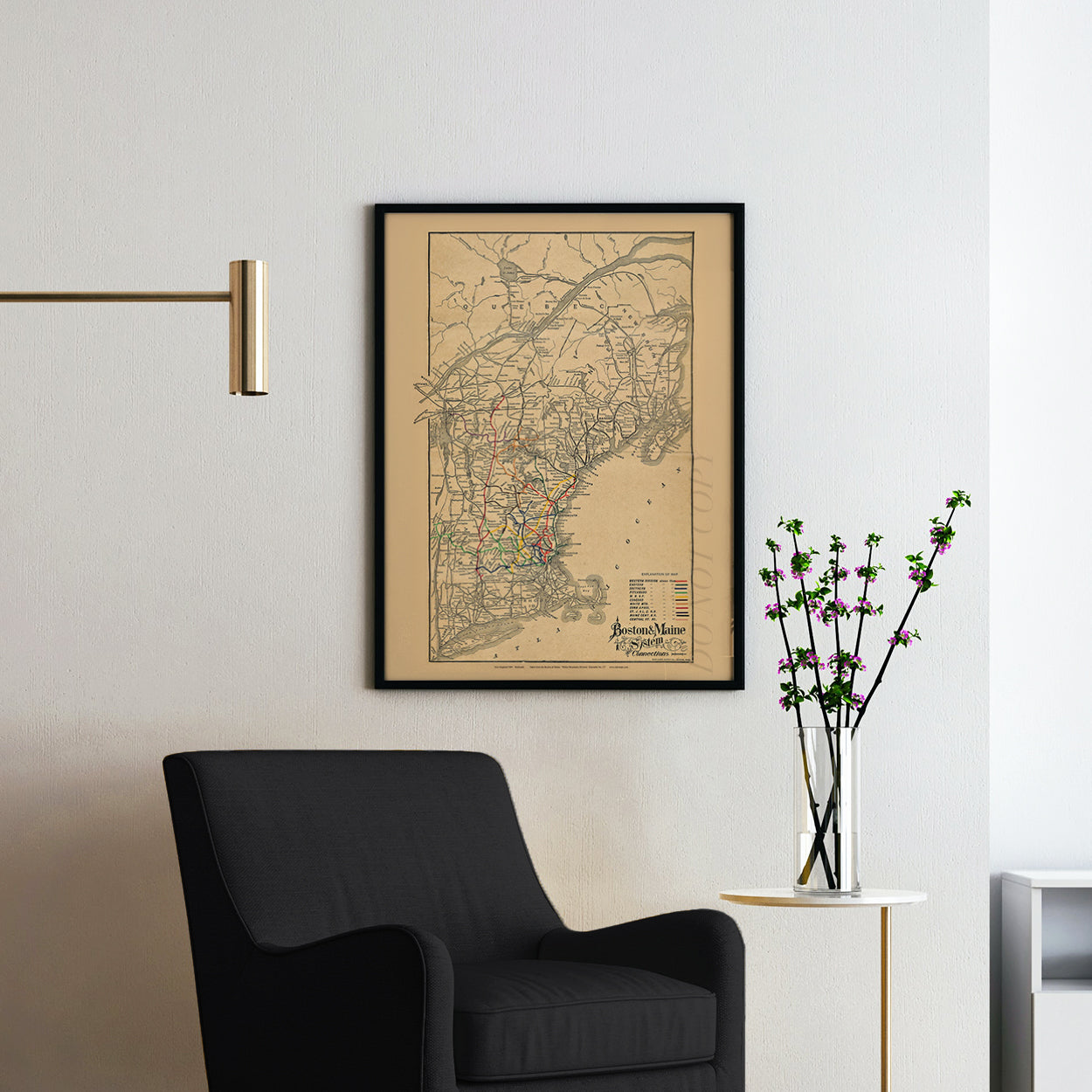 Vintage Map of Boston & Maine