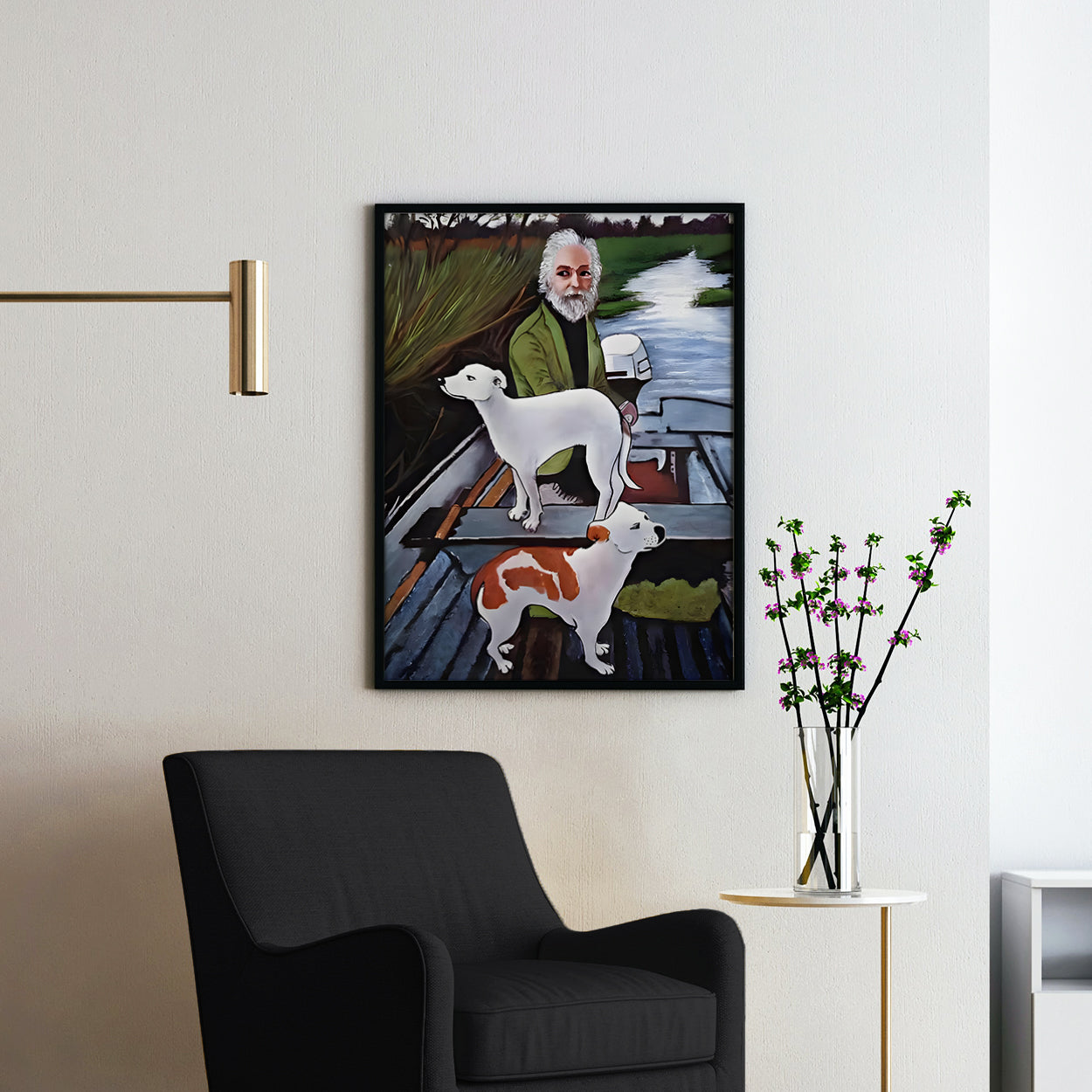 Goodfellas - Old Man In Boat With Dogs Painting