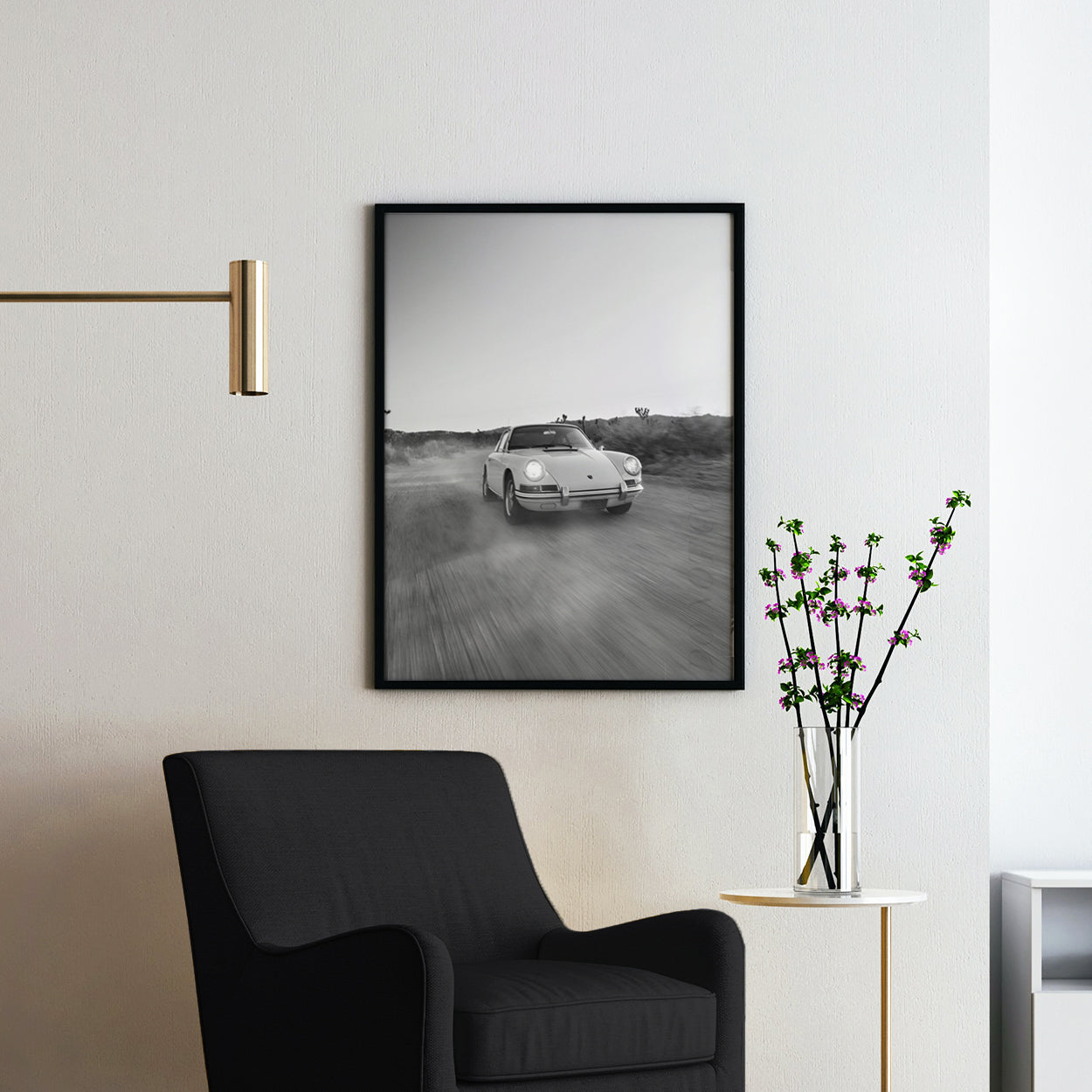 Vintage White Porsche 911 In Desert