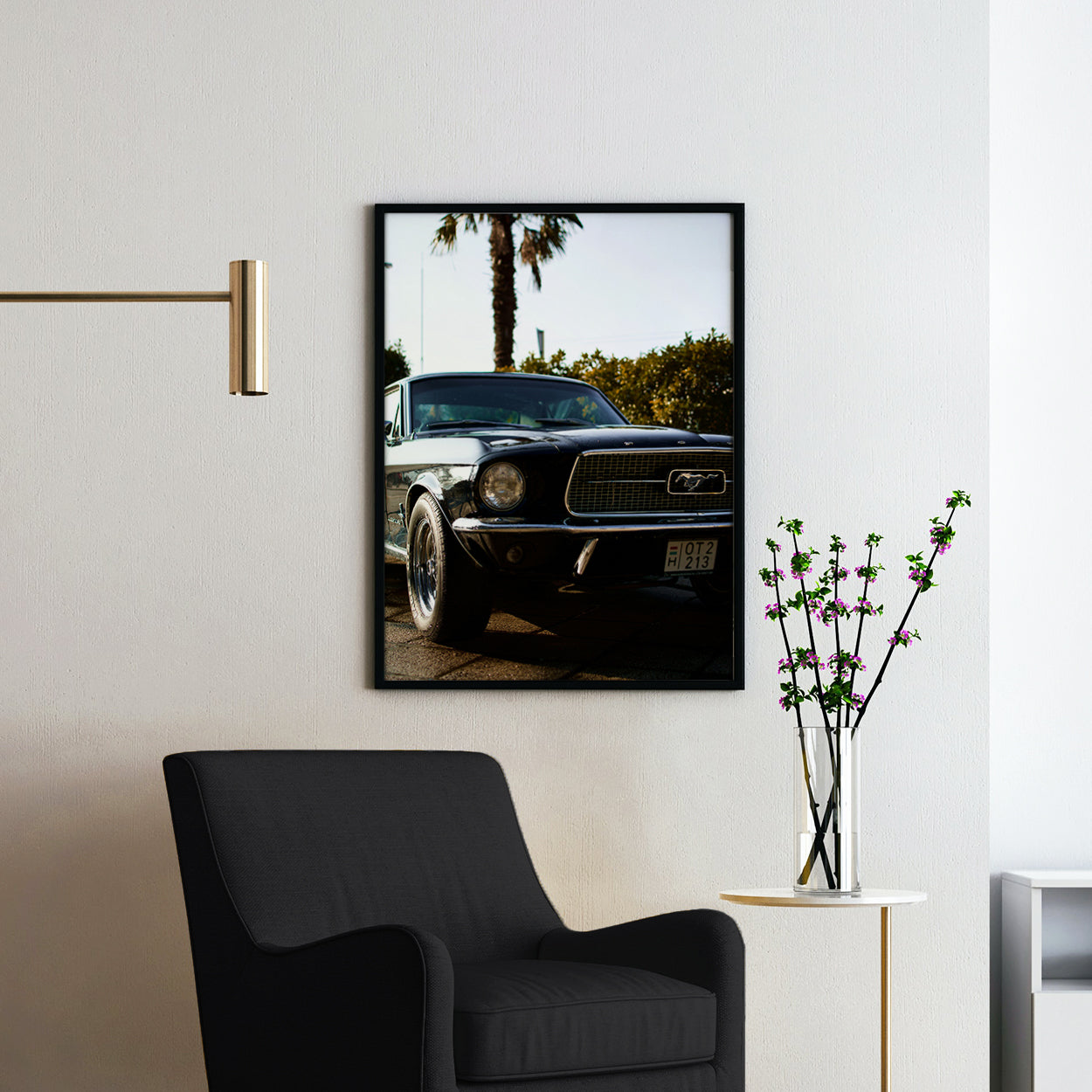Vintage Ford Mustang and Palm Trees