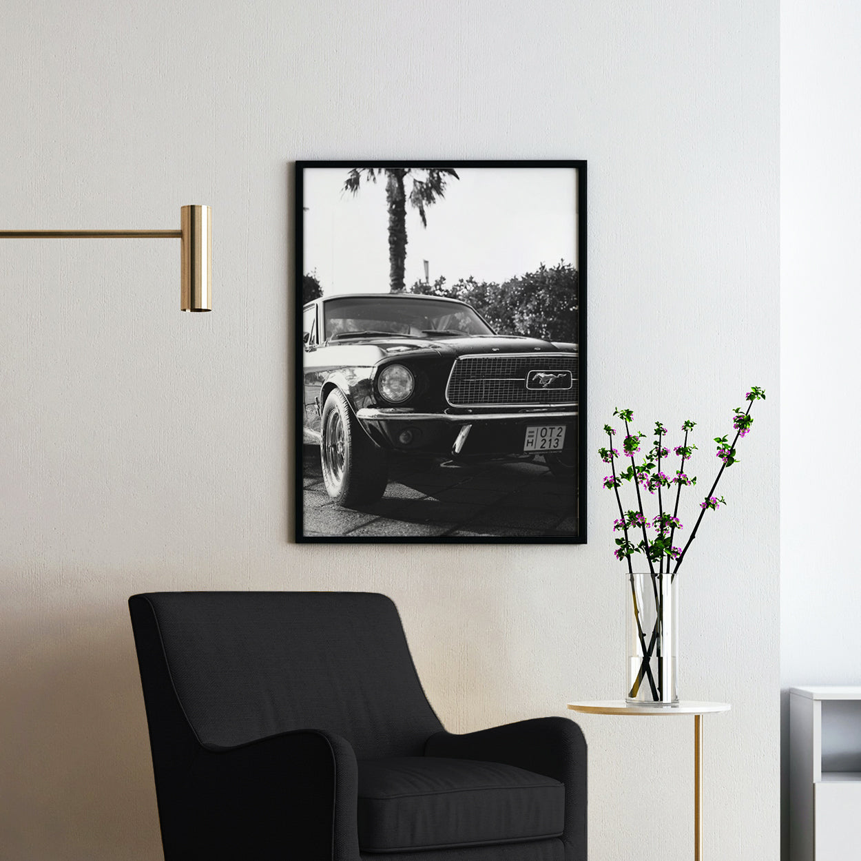 Vintage Ford Mustang and Palm Trees