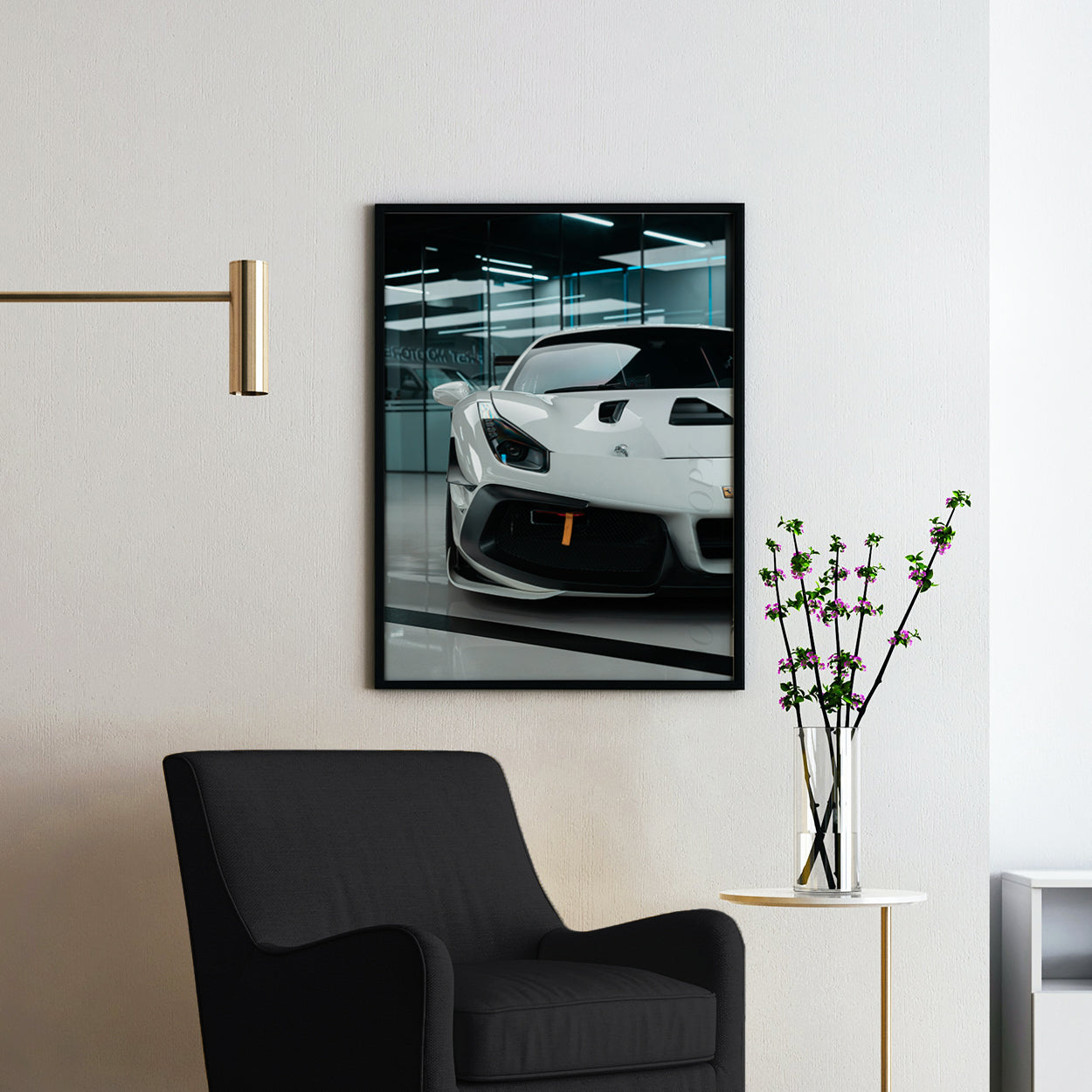 White Ferrari Front View