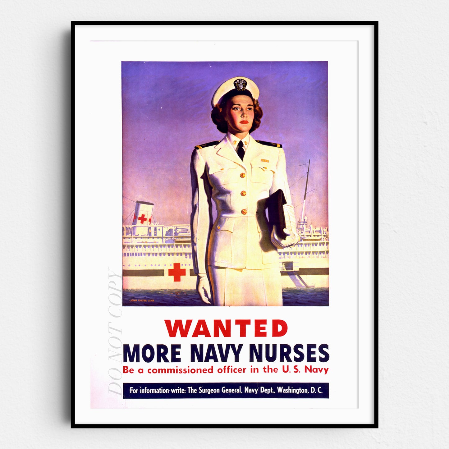 WW2 Vintage Women Recruiting Poster - Wanted More Navy Nurses
