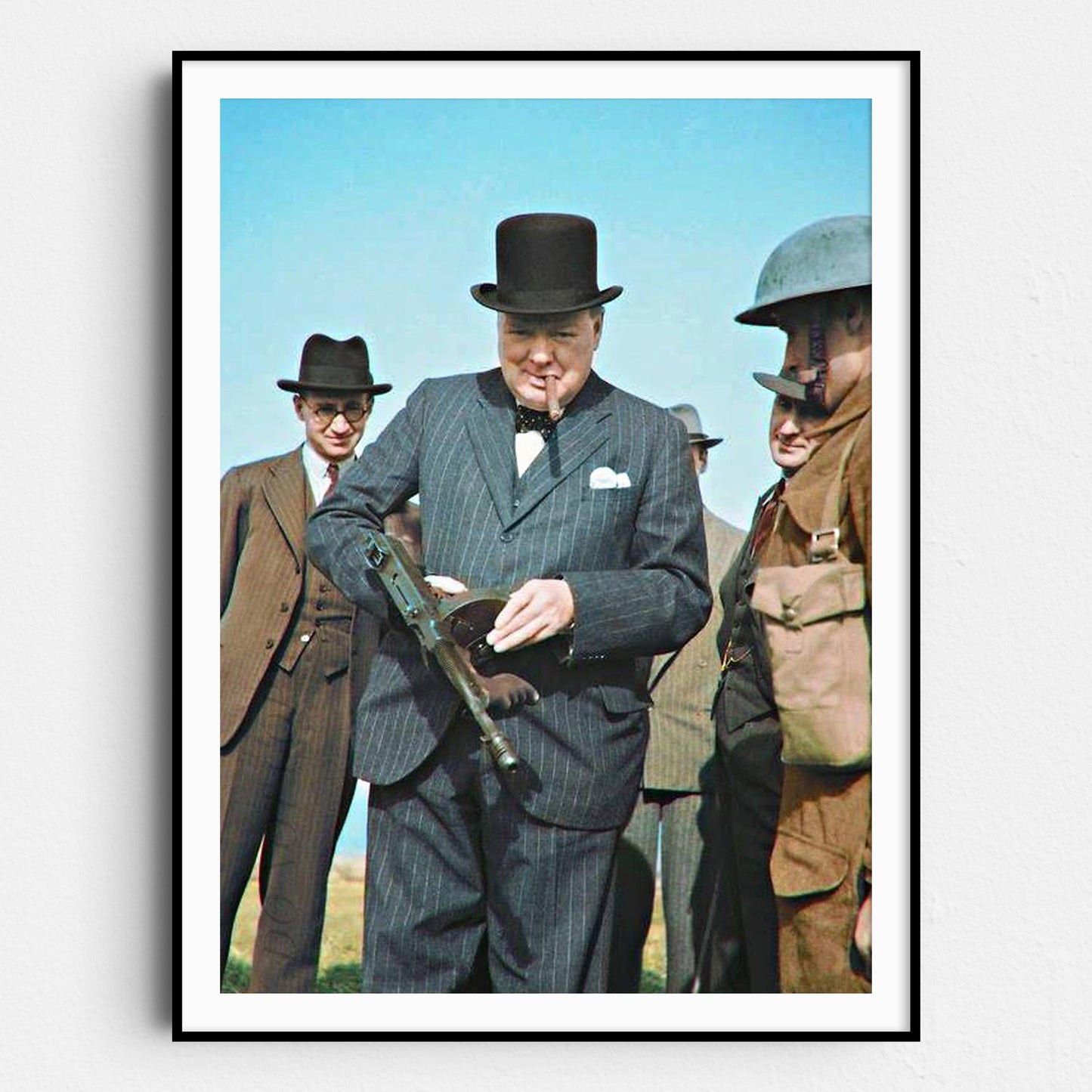 Winston Churchill With Tommy Gun