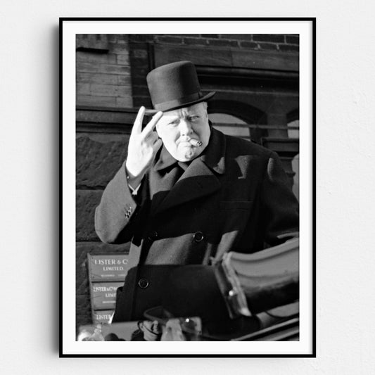 Winston Churchill V Sign Smoking Cigar