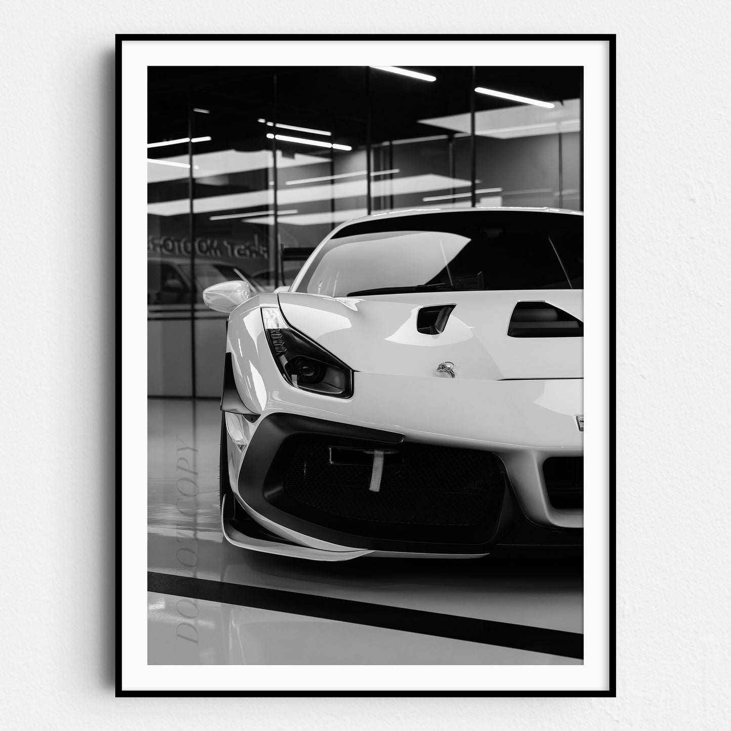 Ferrari Front View in Black & White