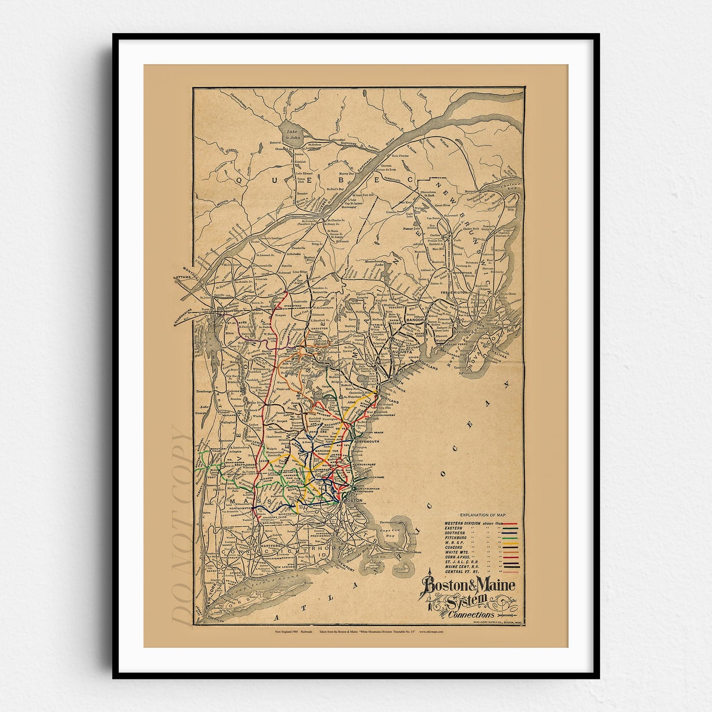 Vintage Map of Boston & Maine