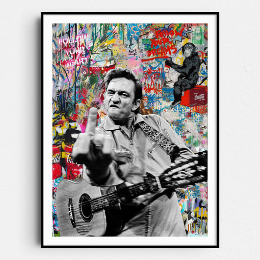Johnny Cash Middle Finger Banksy