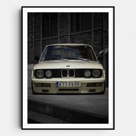 Vintage BMW Front View on Black & White