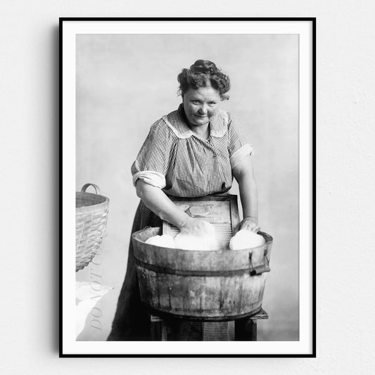 Woman Doing Laundry in a Wooden Tub 1905
