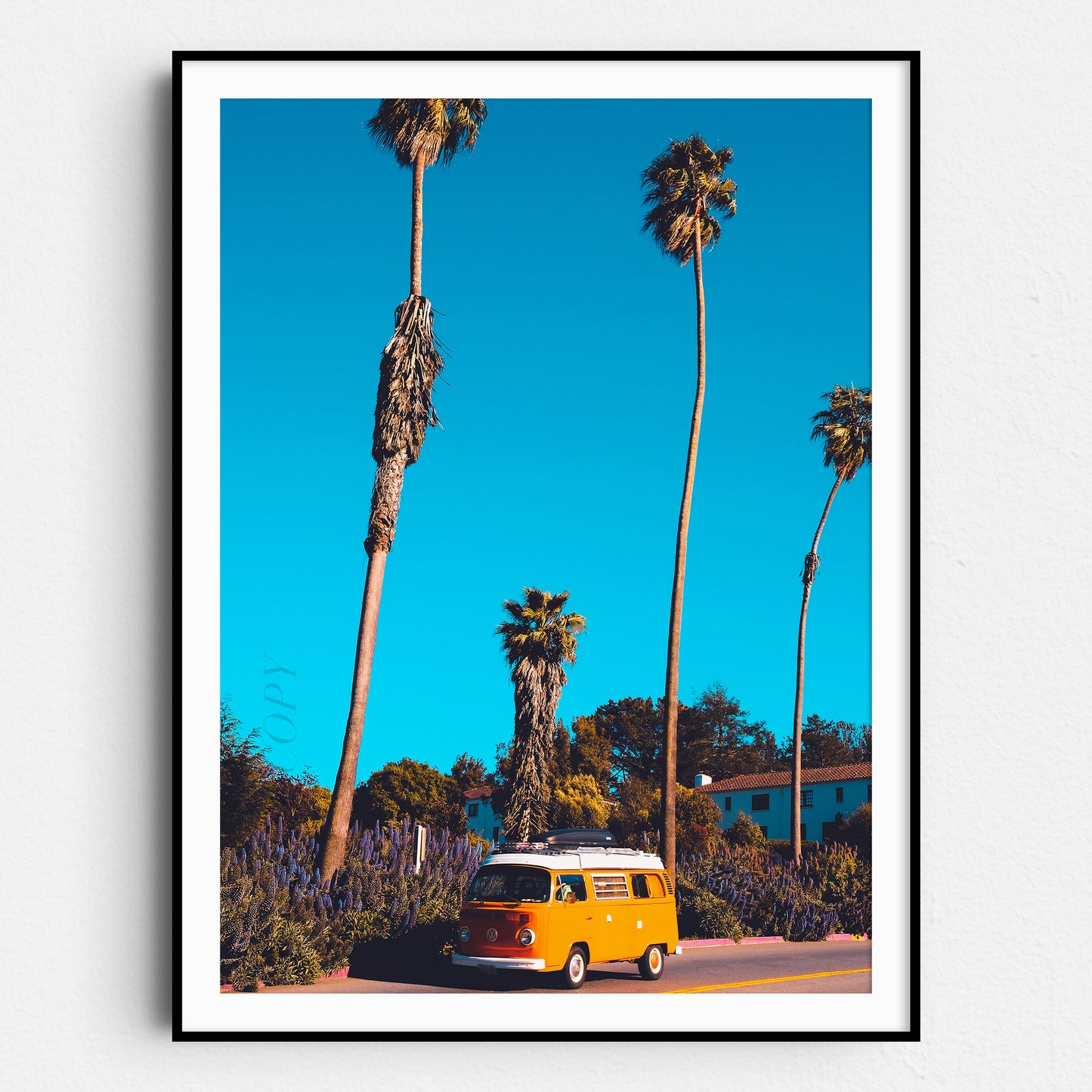 Volkswagen Van with Palm Trees