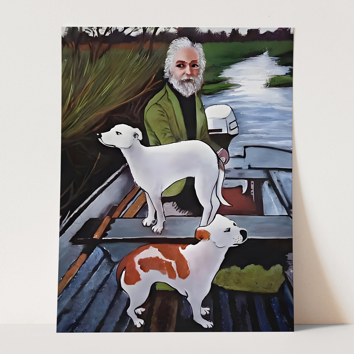 Goodfellas - Old Man In Boat With Dogs Painting