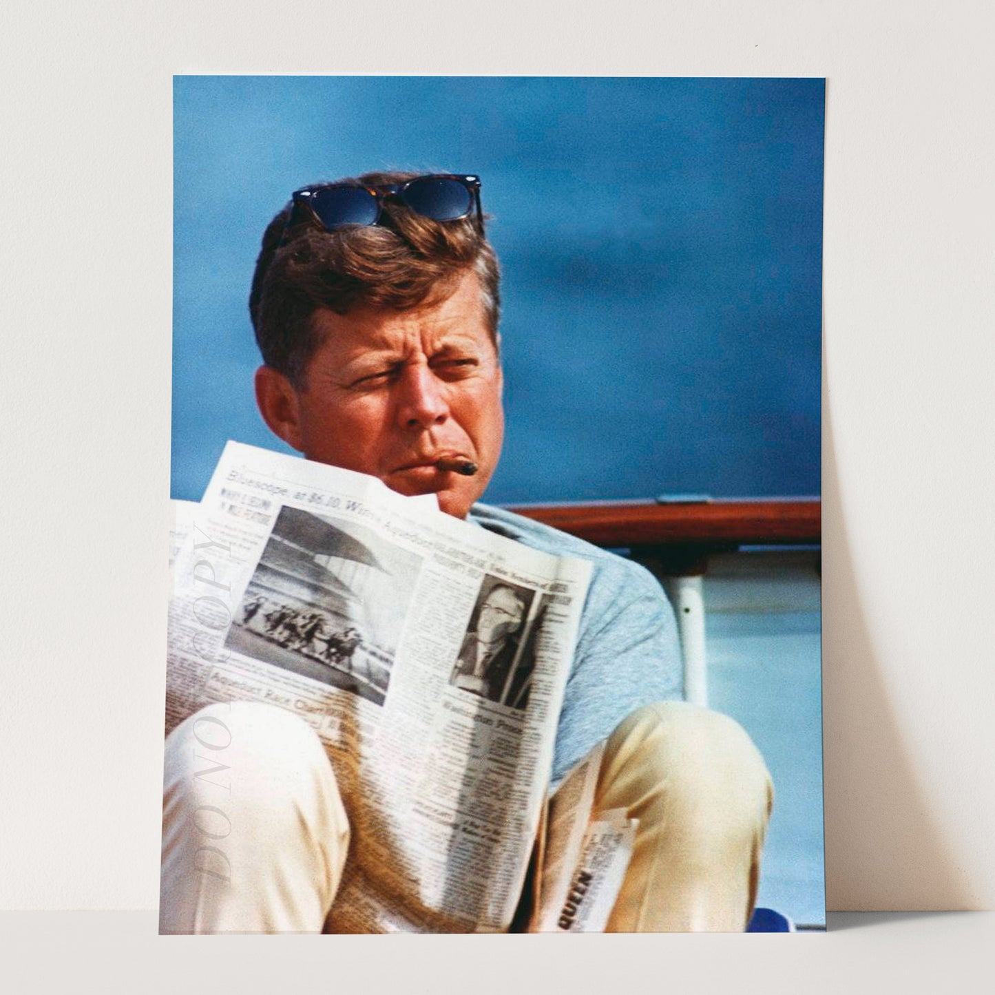 JFK Smoking A Cigar Reading The Newspaper