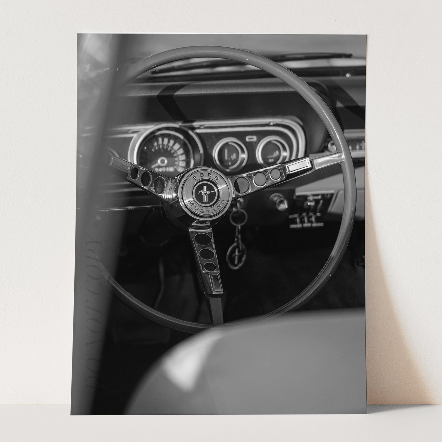 Vintage Ford Mustang Interior in Black & White
