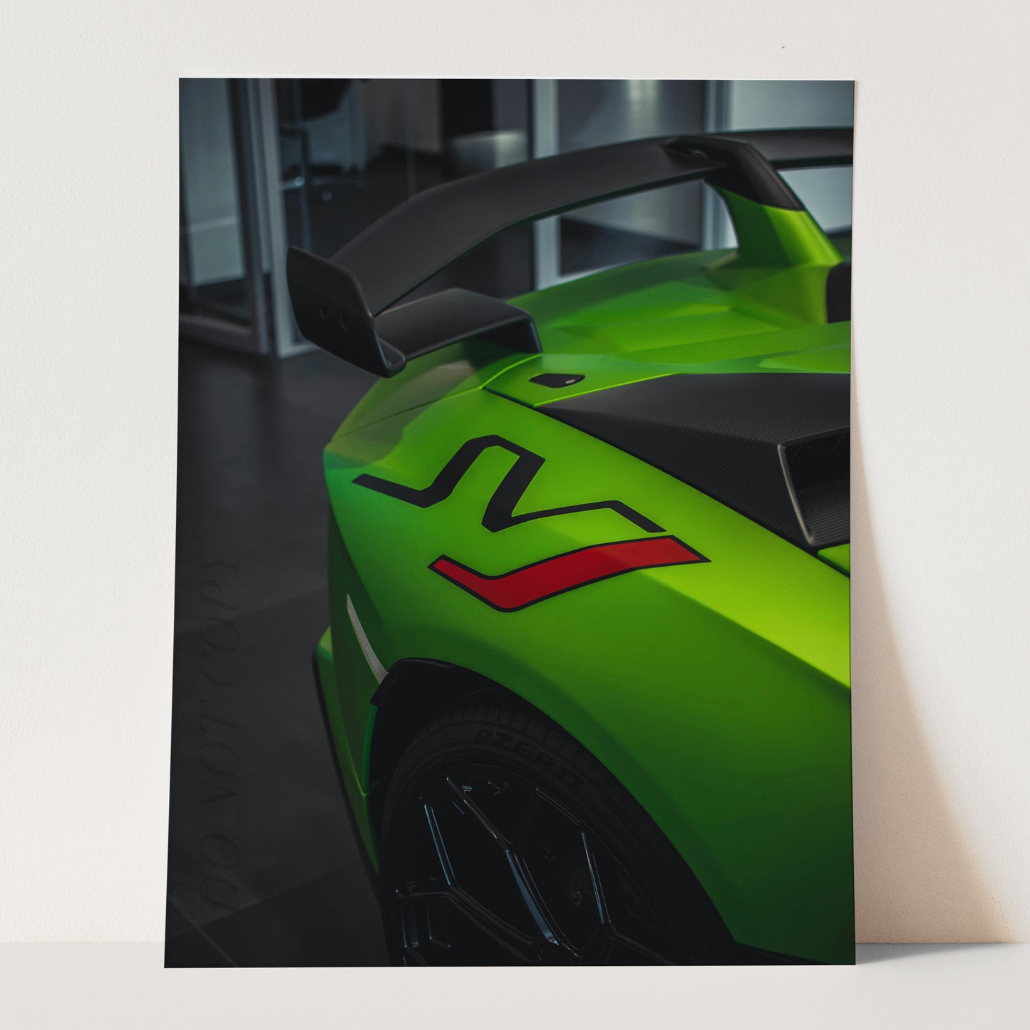 Green Lamborghini Aventador SVJ Spoiler