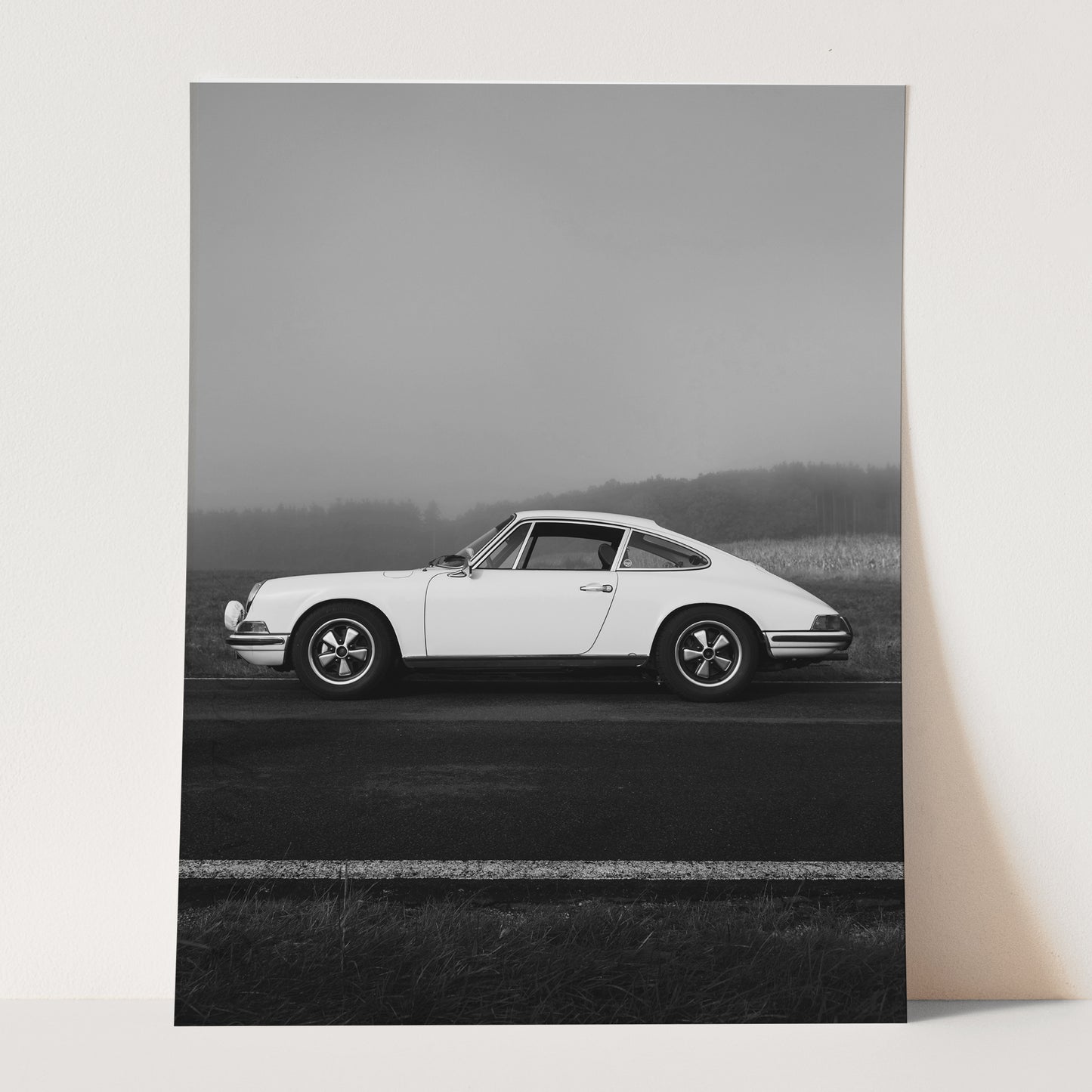 Classic Porsche 911 Side View in Black & White