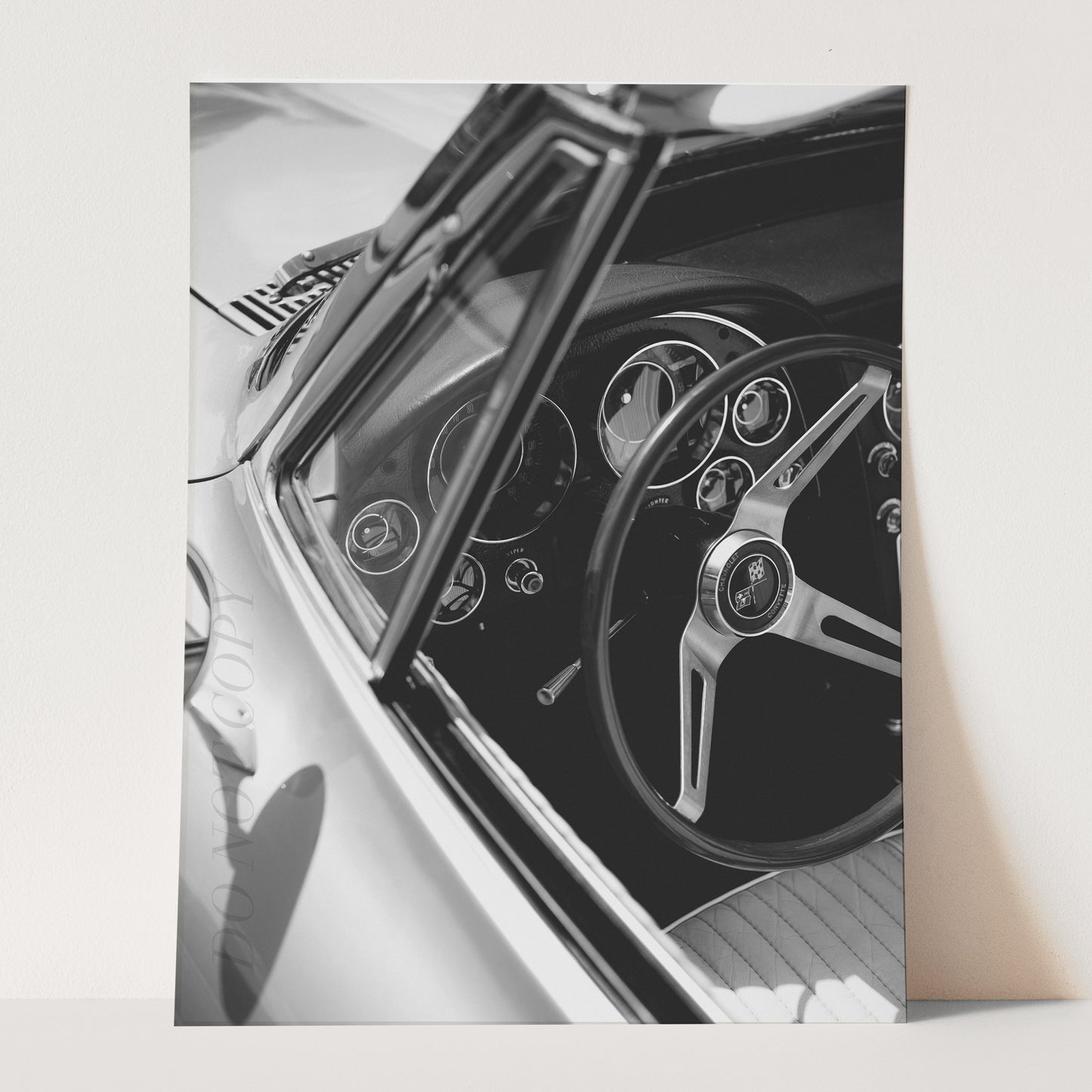 Vintage Corvette Interior in Black & White