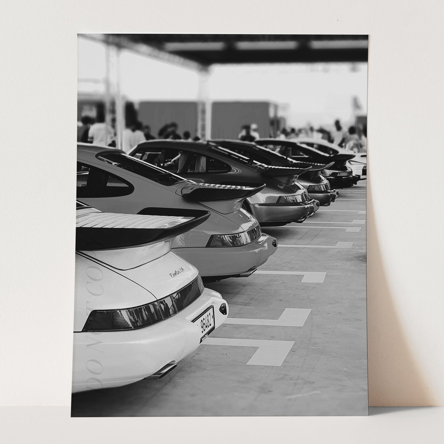 Garage Full of Vintage Porsches in Black & White