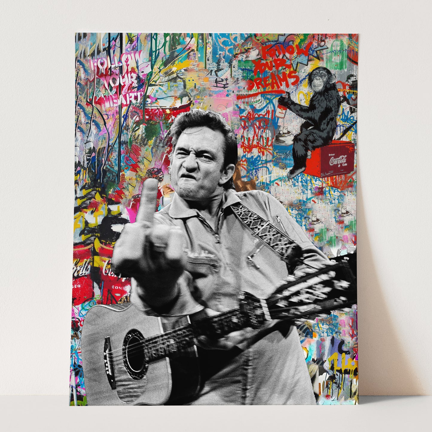 Johnny Cash Middle Finger Banksy