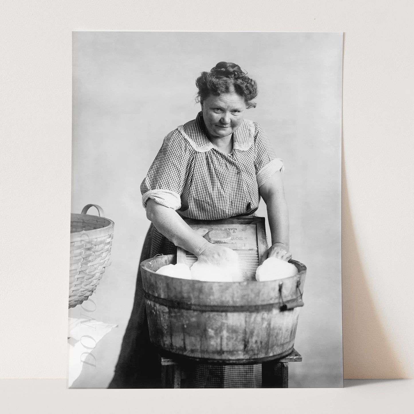 Woman Doing Laundry in a Wooden Tub 1905