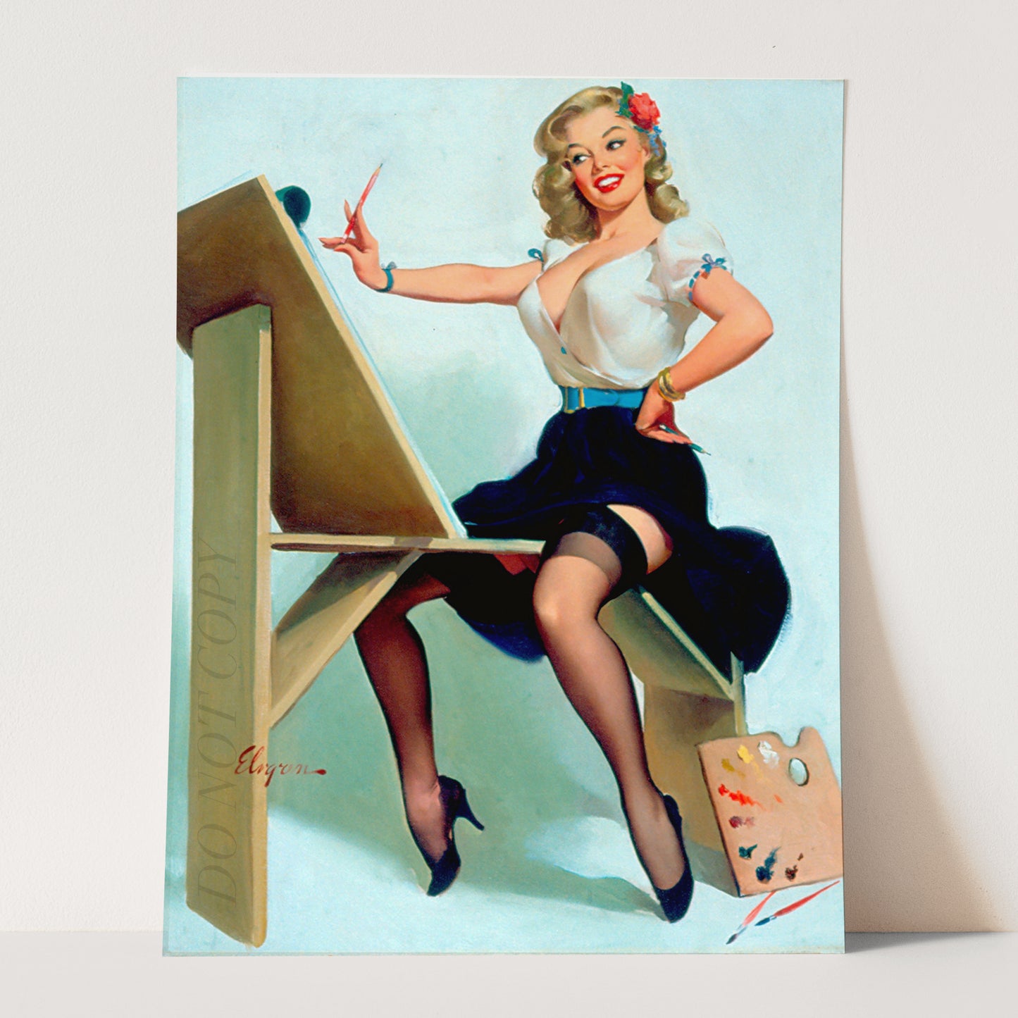 Elvgren Pin up Girl Painting