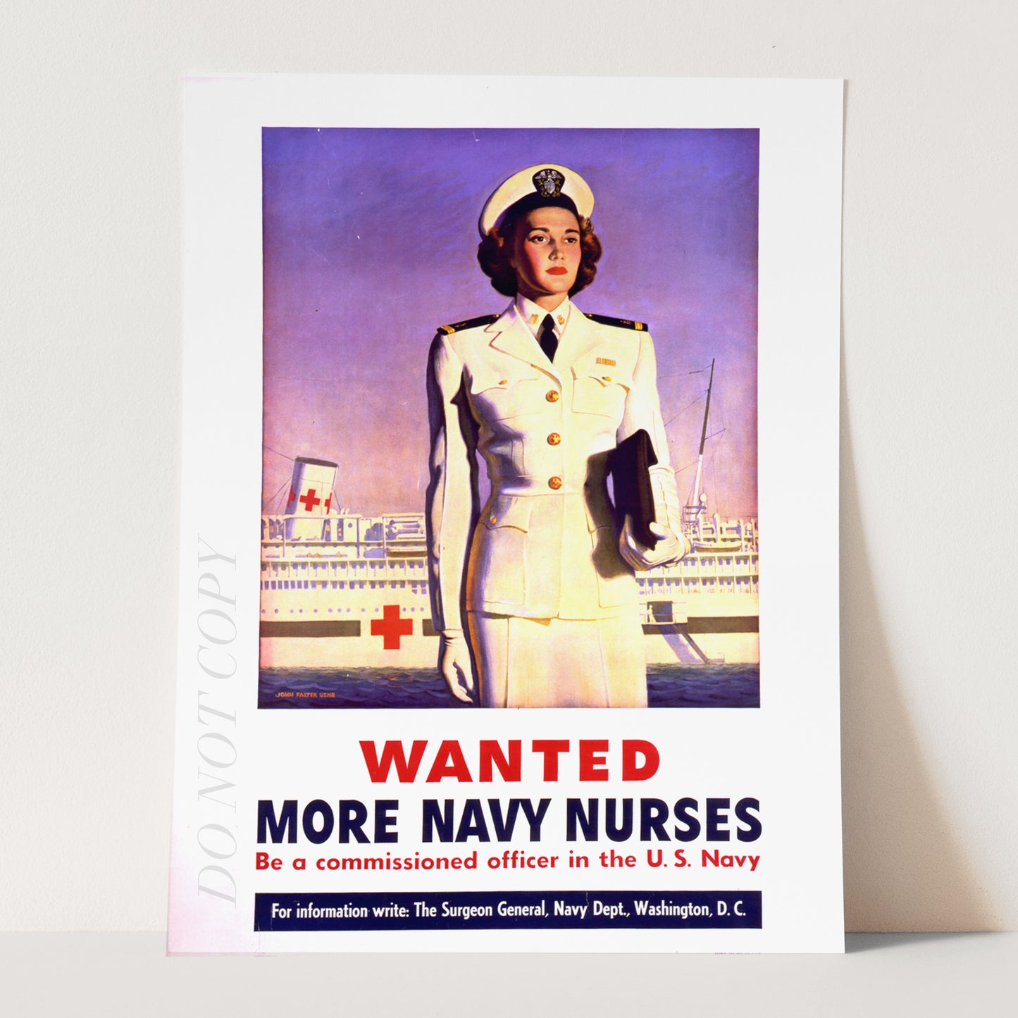 WW2 Vintage Women Recruiting Poster - Wanted More Navy Nurses
