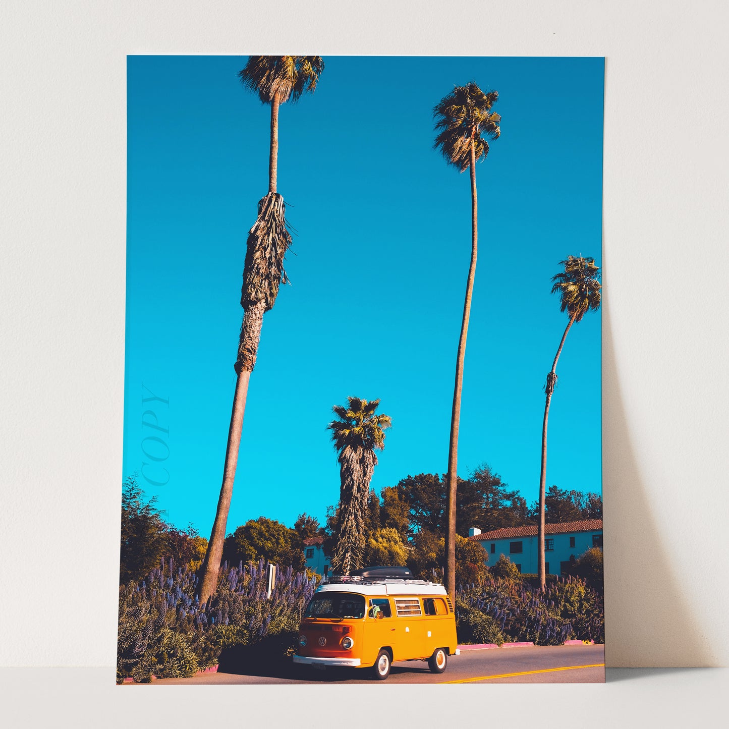 Volkswagen Van with Palm Trees
