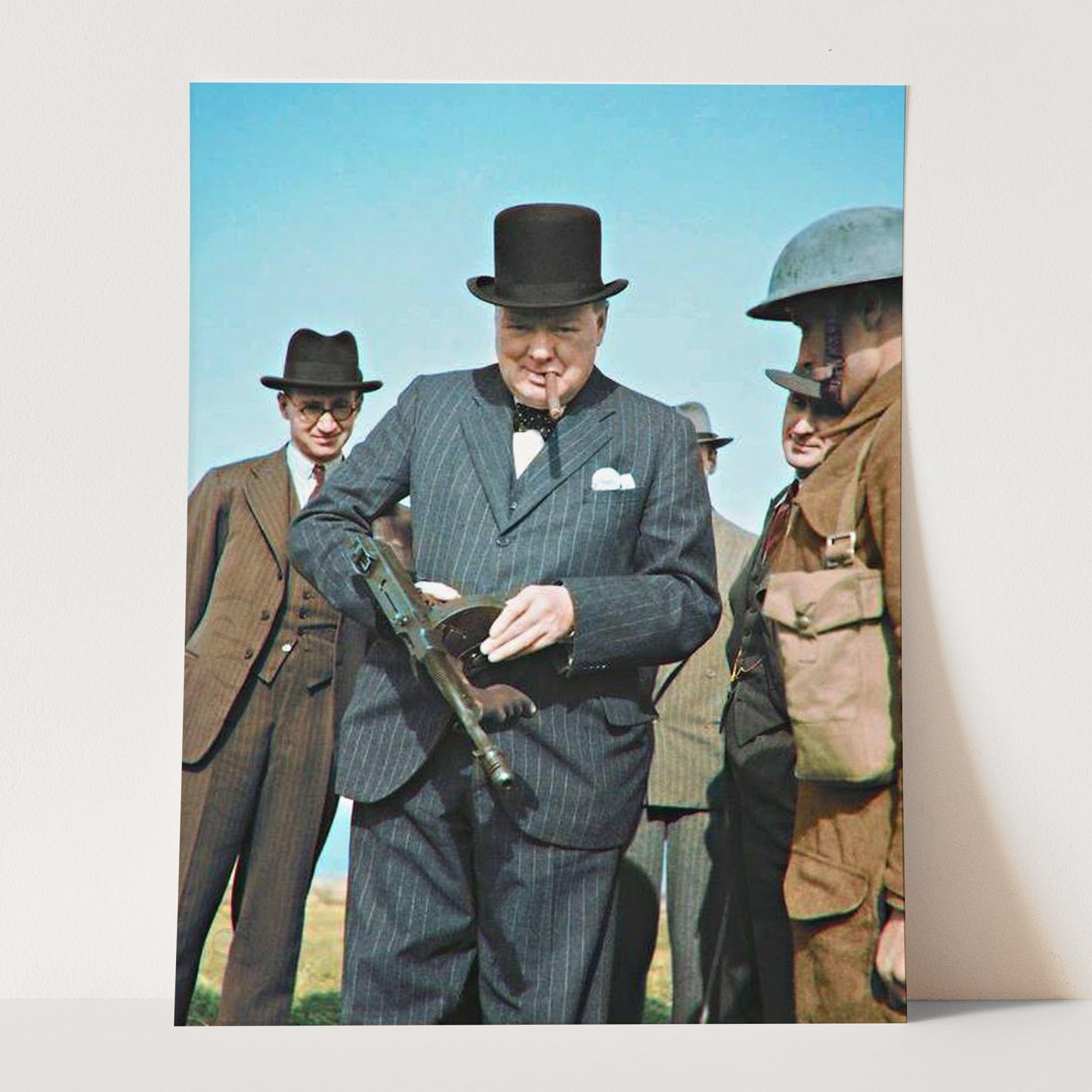 Winston Churchill With Tommy Gun