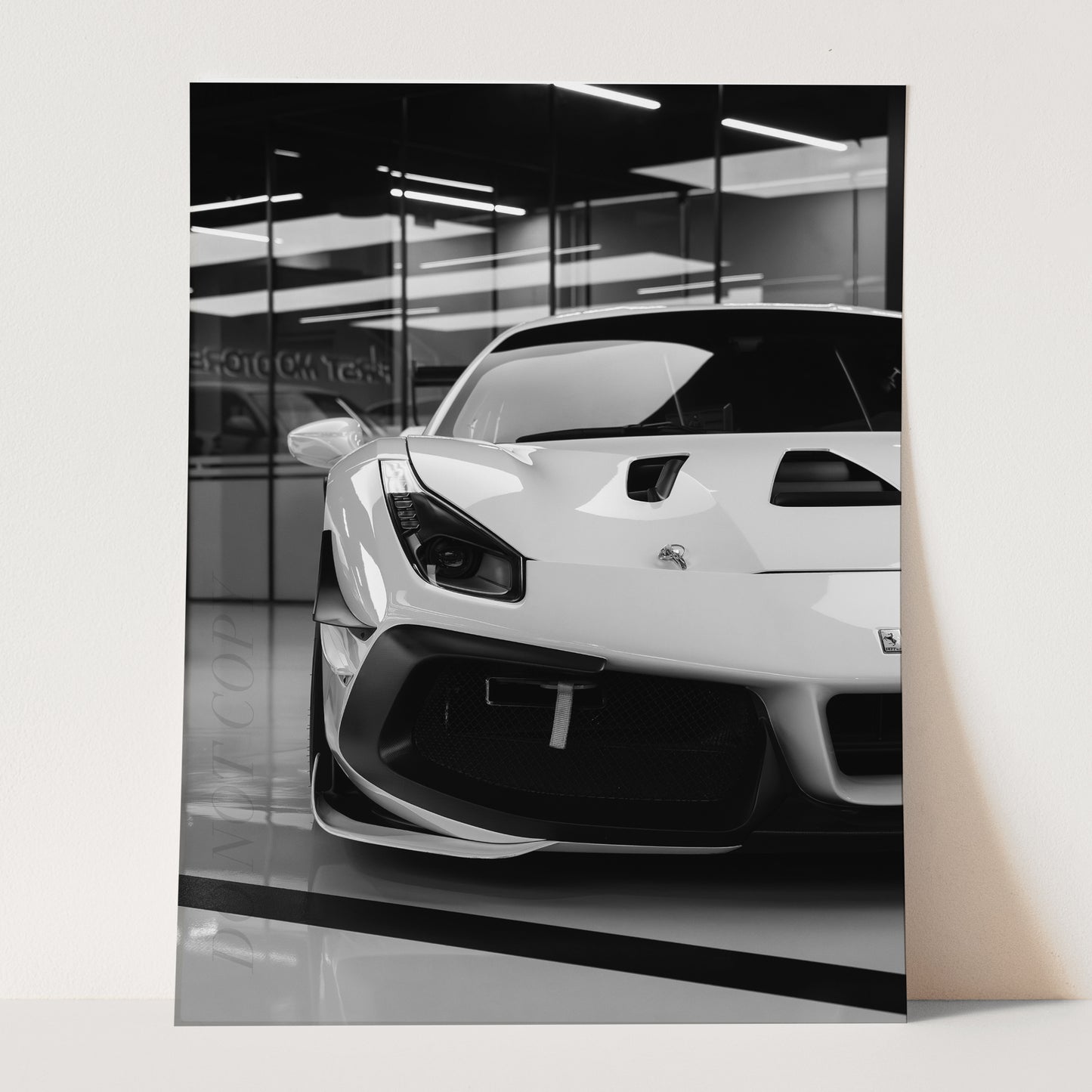 Ferrari Front View in Black & White