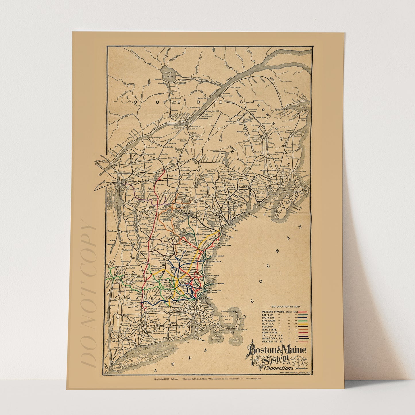 Vintage Map of Boston & Maine