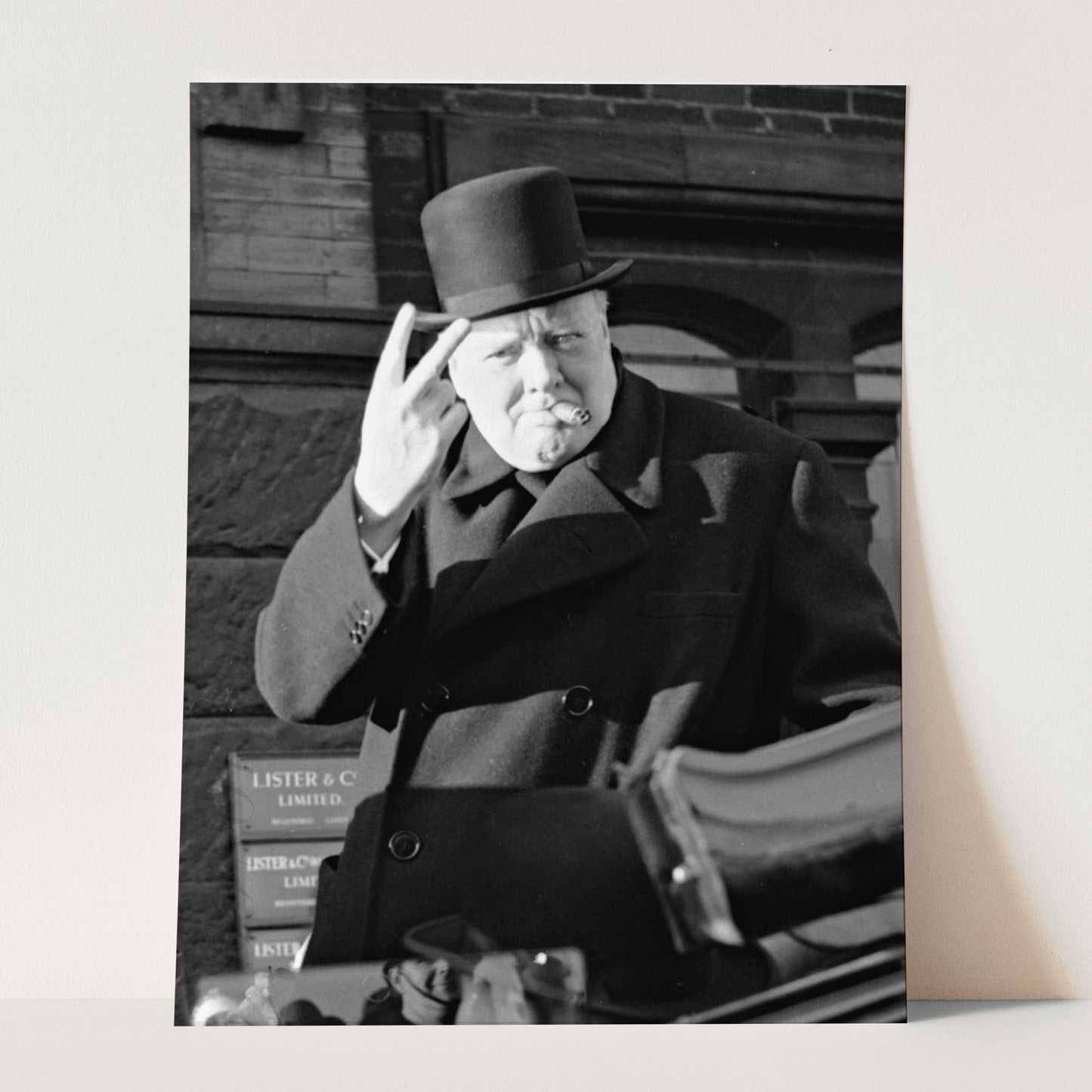 Winston Churchill V Sign Smoking Cigar