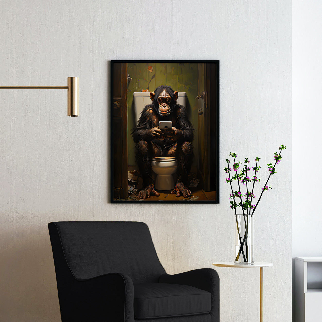 Monkey On The Phone On The Toilet