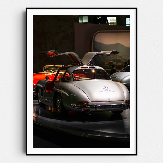Silver Mercedes Benz 300SL Doors Up