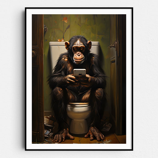 Monkey On The Phone On The Toilet