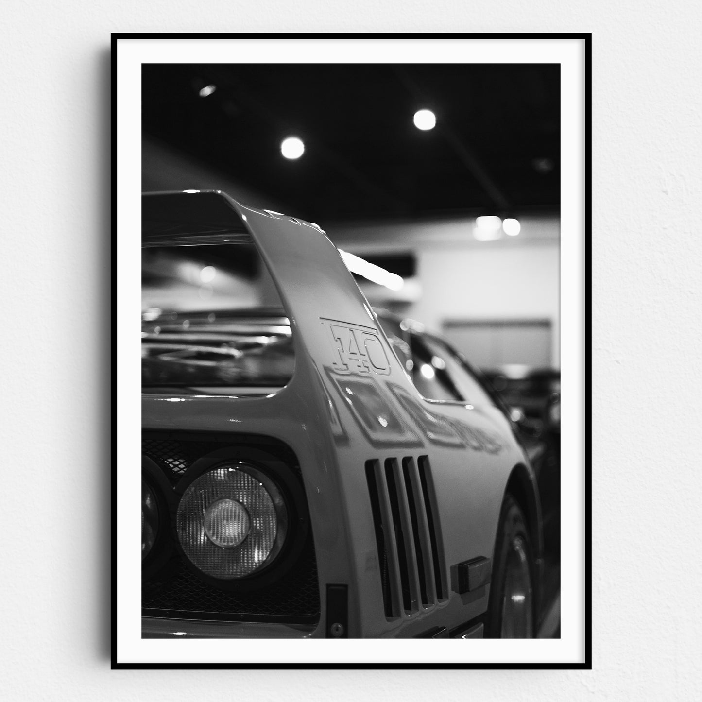 Red Ferrari F40 Rear View in Black & White