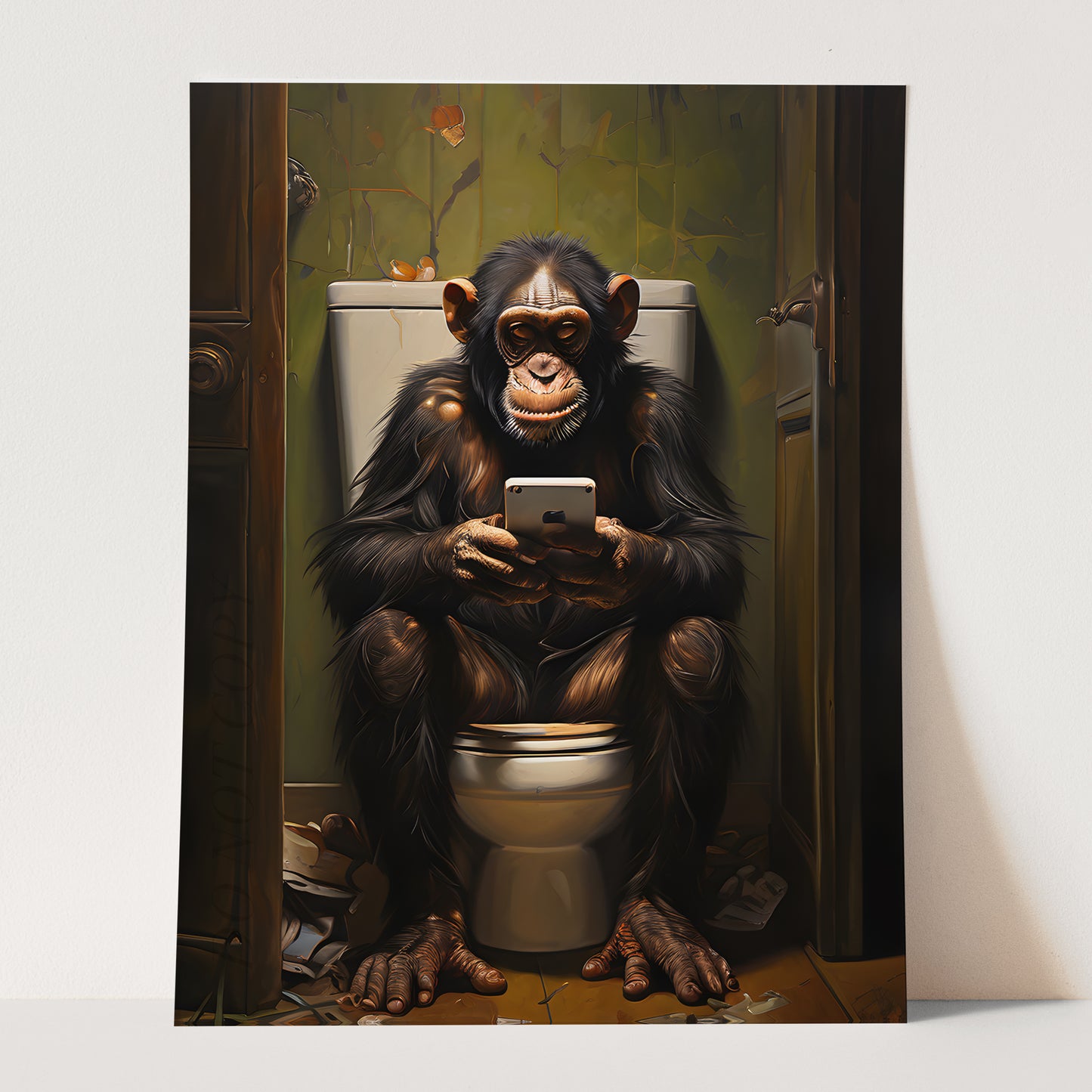 Monkey On The Phone On The Toilet