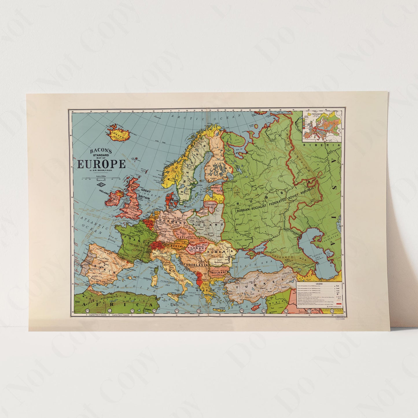 Bacon's Standard Map of Europe 1925