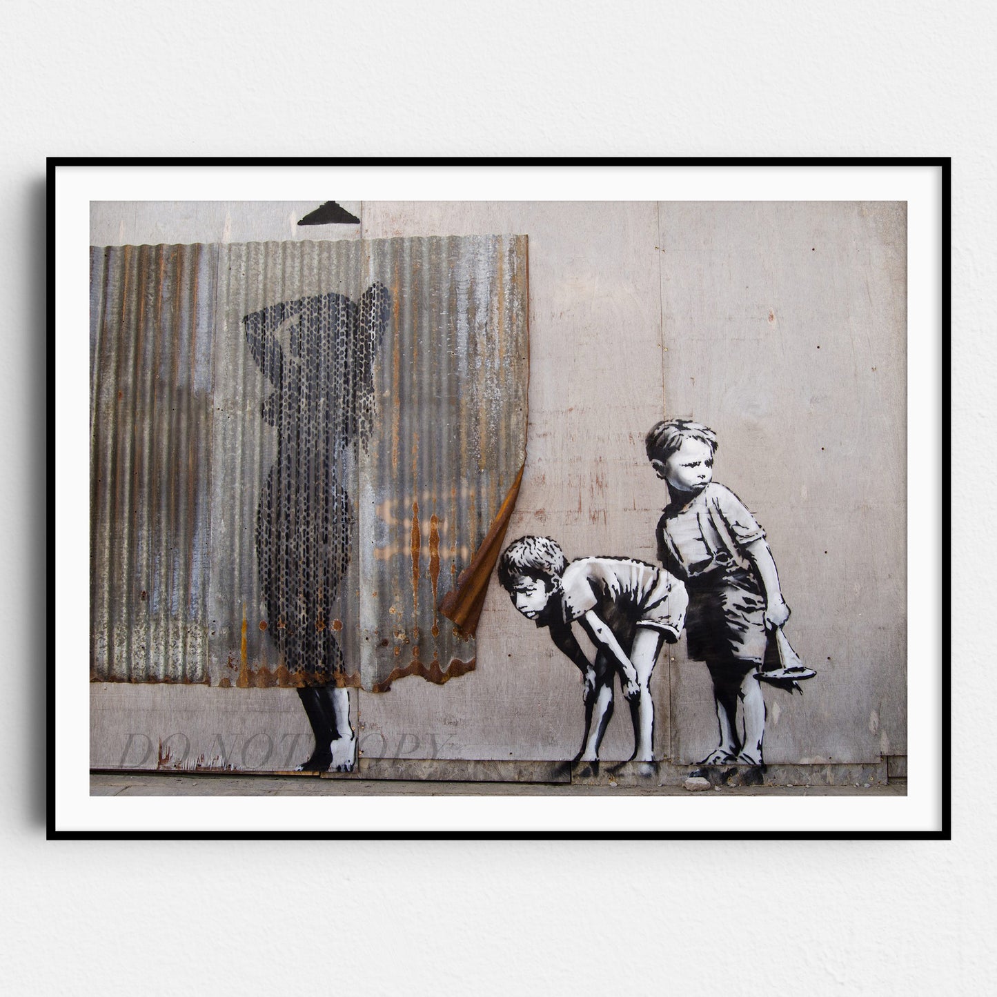 Banksy Shower Woman Peeping Boys