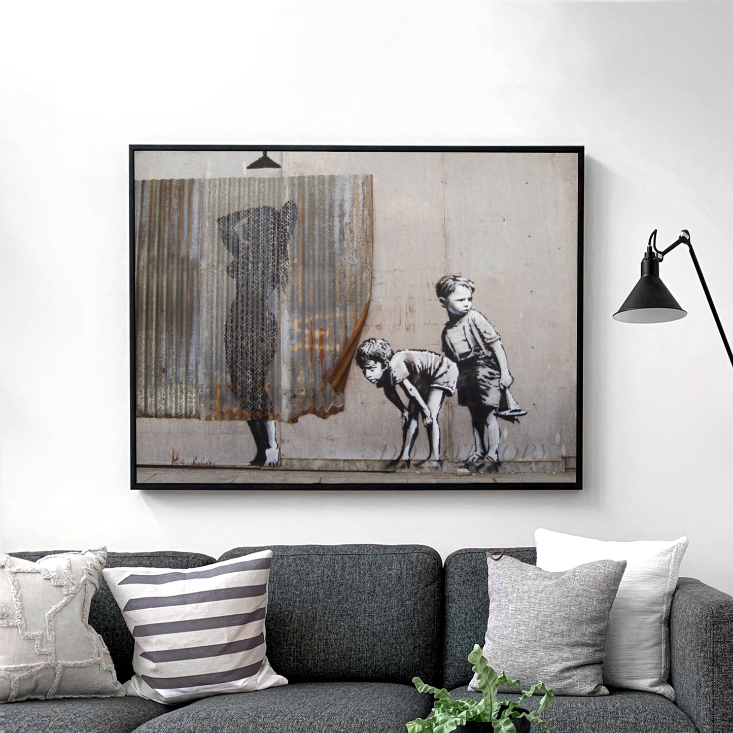 Banksy Shower Woman Peeping Boys