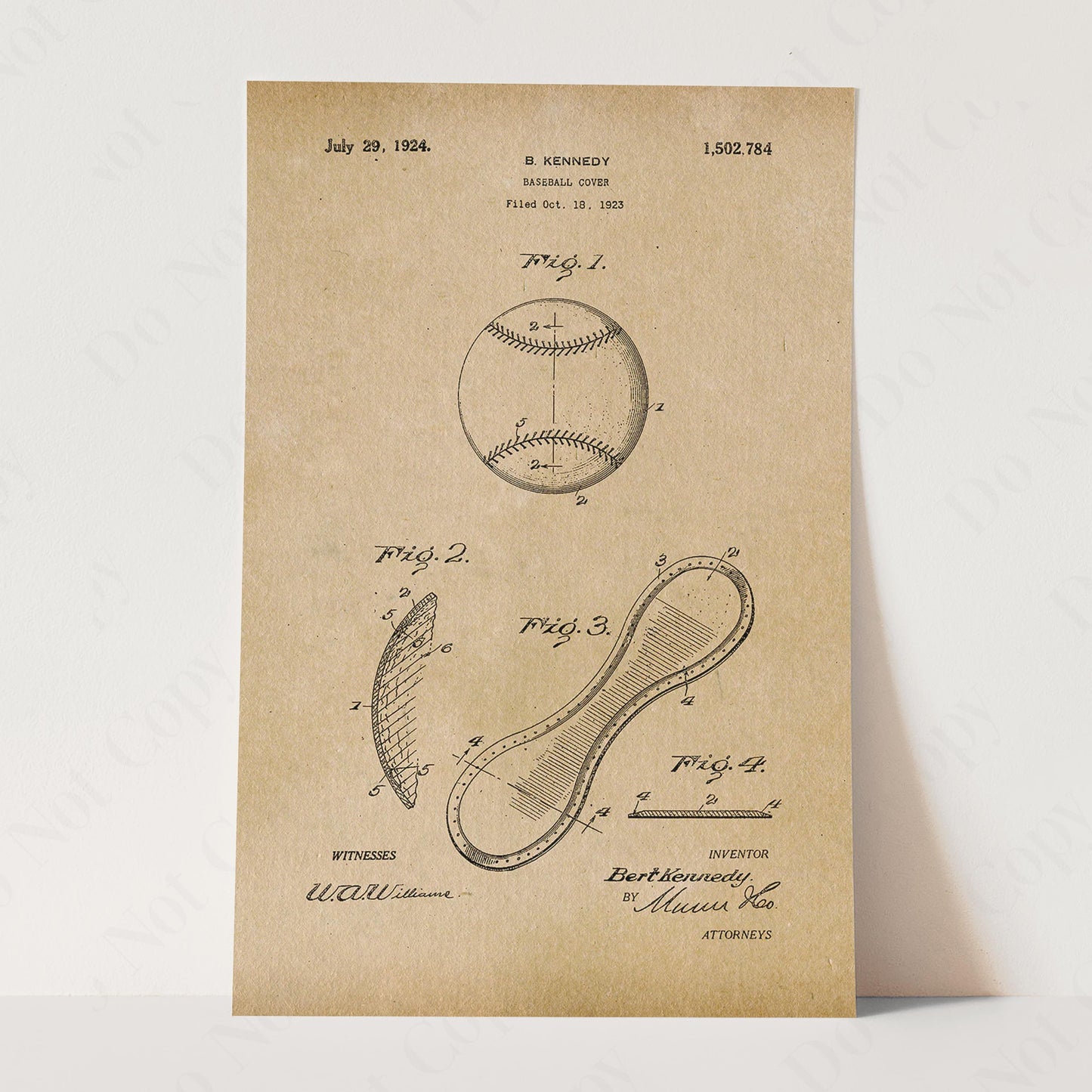 Baseball Patent Blueprint 1920s