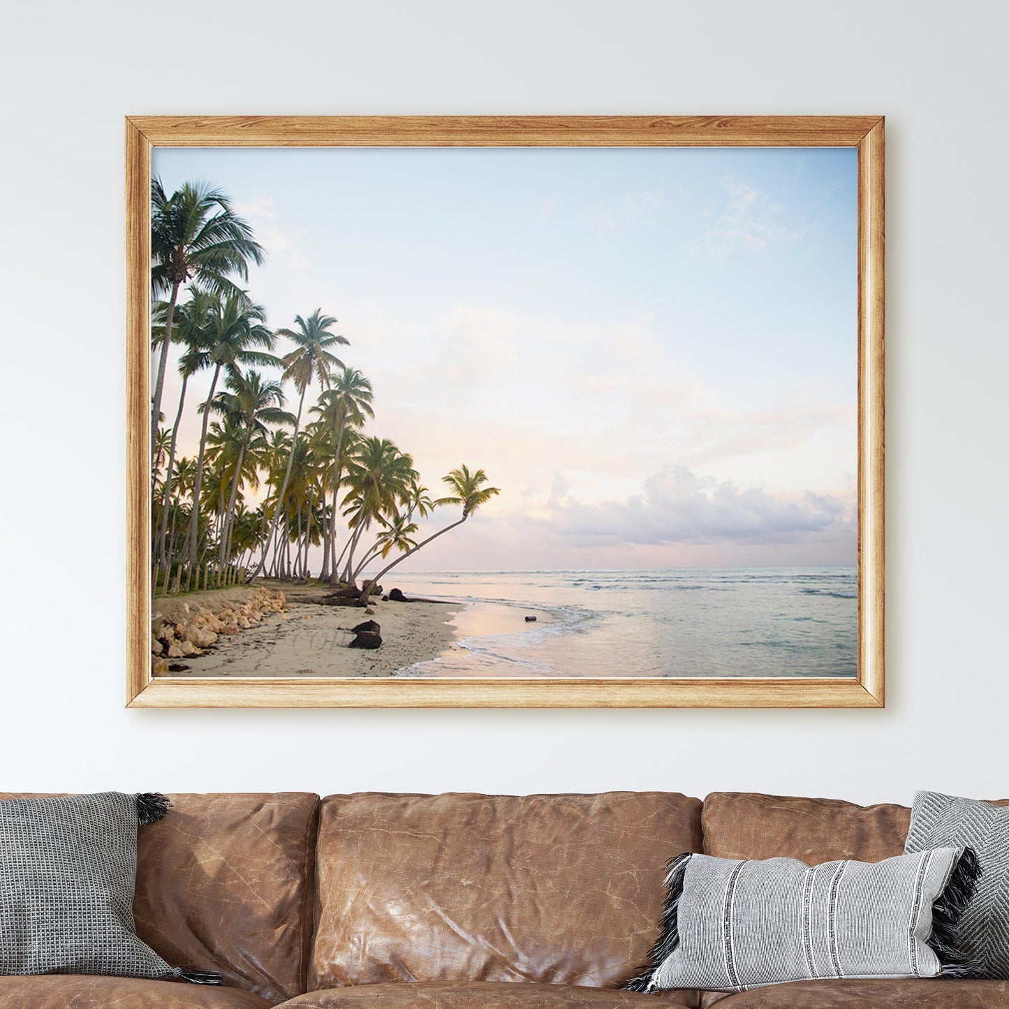 Beach Palm Trees Ocean Sunset
